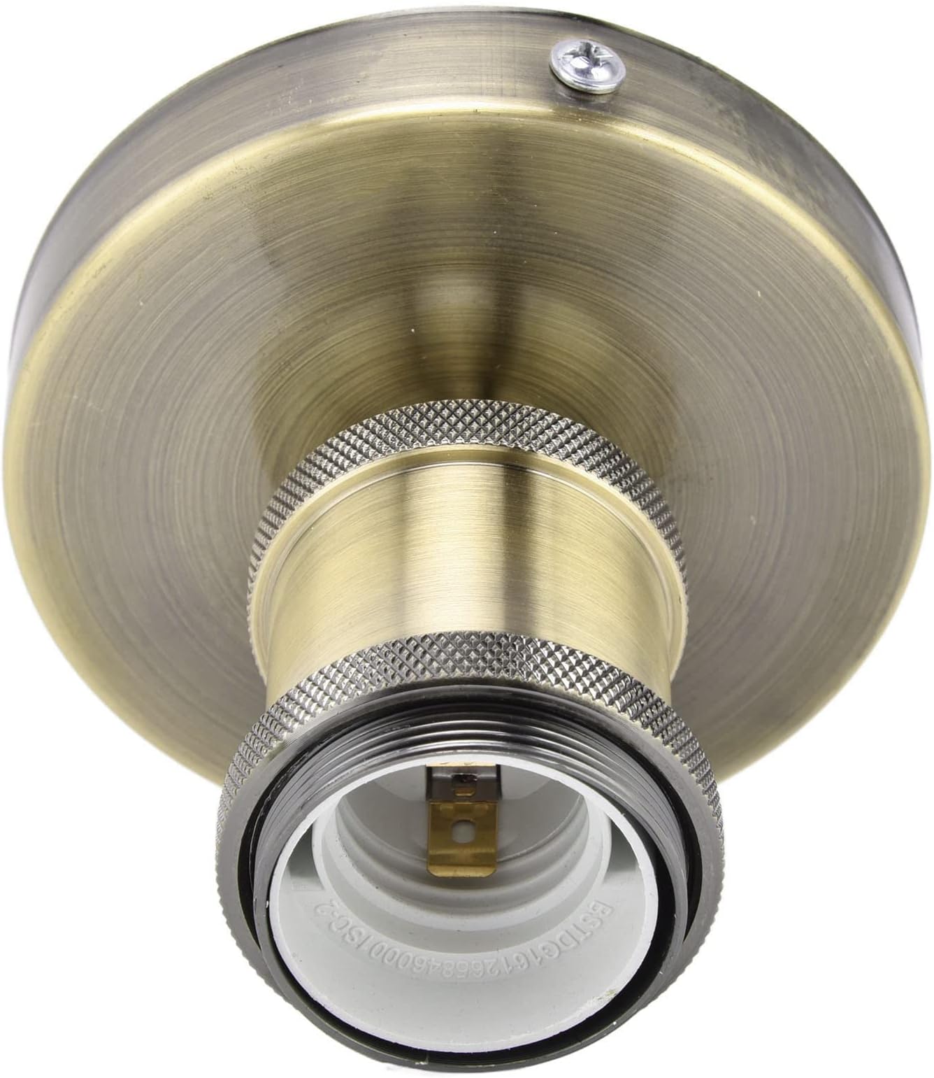 Sorandy Vintage E27 Lamp Holder with Aluminum Head, 3.9 Inch Ceiling Light Socket ABS Insulation, E26/E27 Bulb Compatible 100-240V for Bedroom, Living Room, Cafe (Antique Brass Color)