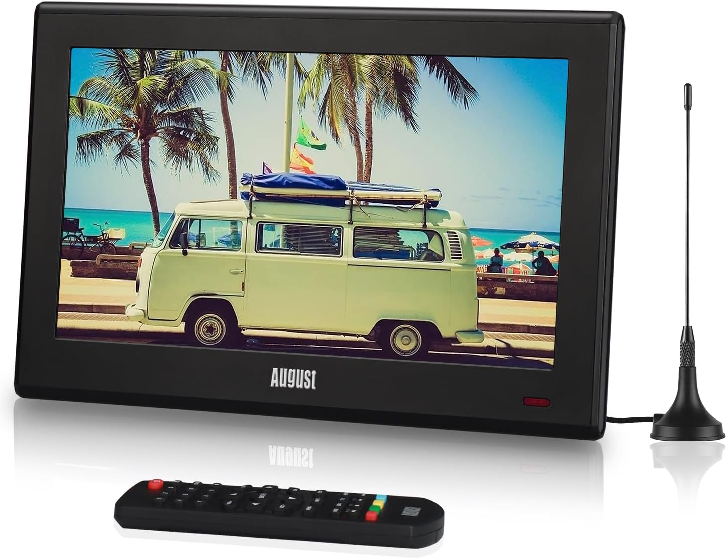 August DA100D 10 Inch Portable TV with Freeview HD, Built-in Recorder, HDMI & USB, DVB-T2 Digital Tuner, for Caravan, Camping, Home