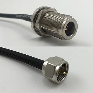 12 inch RG188 N FEMALE BULKHEAD to F MALE Pigtail Jumper RF coaxial cable 50ohm Quick USA Shipping