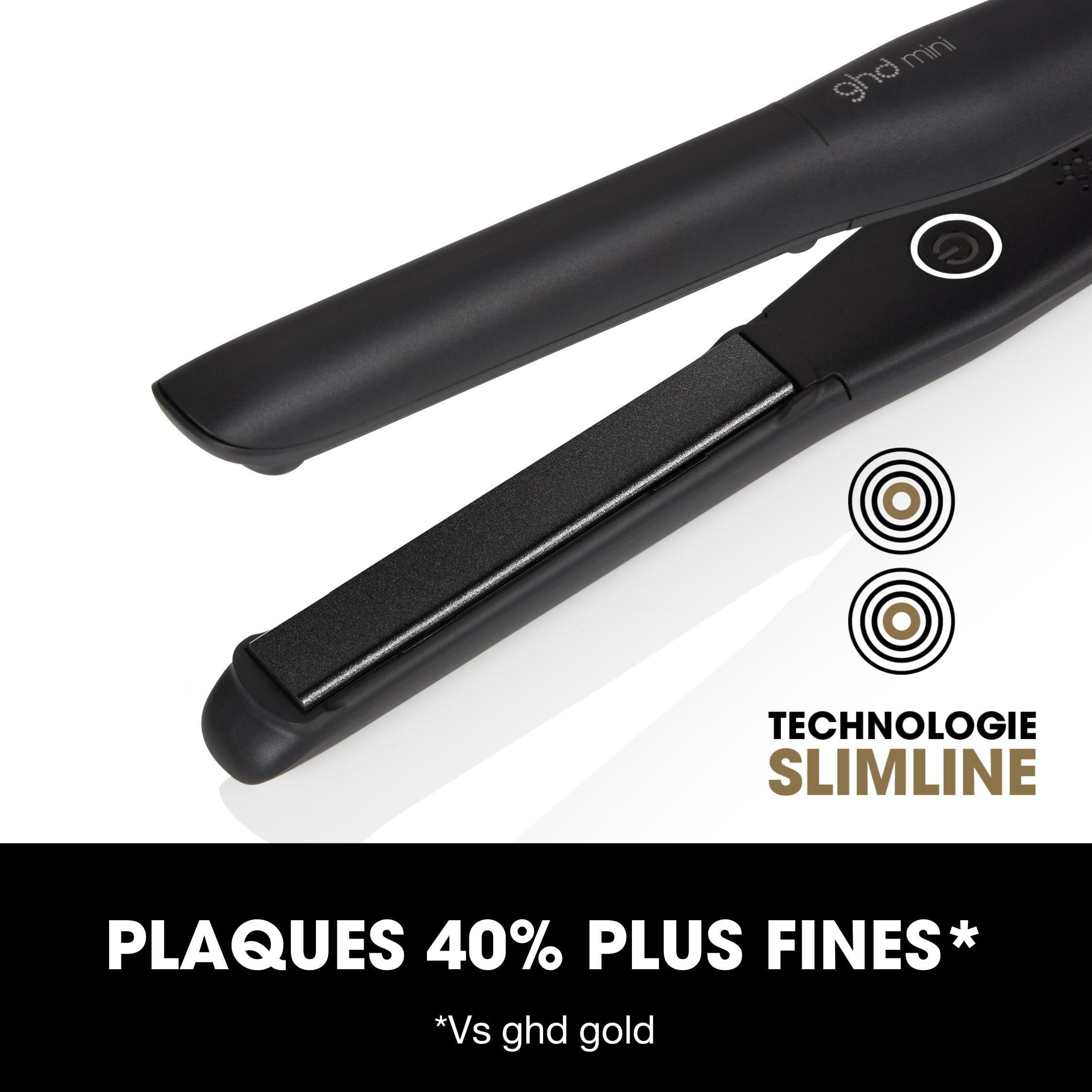 ghd - Lisseur cheveux ghd mini - Fer à lisser professionnel (Noir) - Plaques 40% plus fines - Cheveux 50% plus brillants, sans chaleur extrême, design premium - Idéal pour les cheveux courts/franges