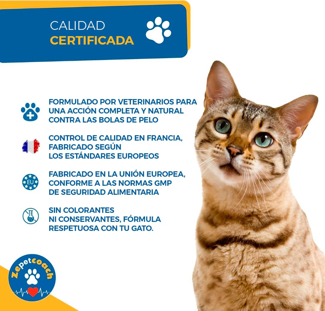 Anti-Bolas de Pelo Gato – ZPC – Complemento Natural para la Digestión y el Tránsito – Taurina, psyllium y achicoria – 250 g