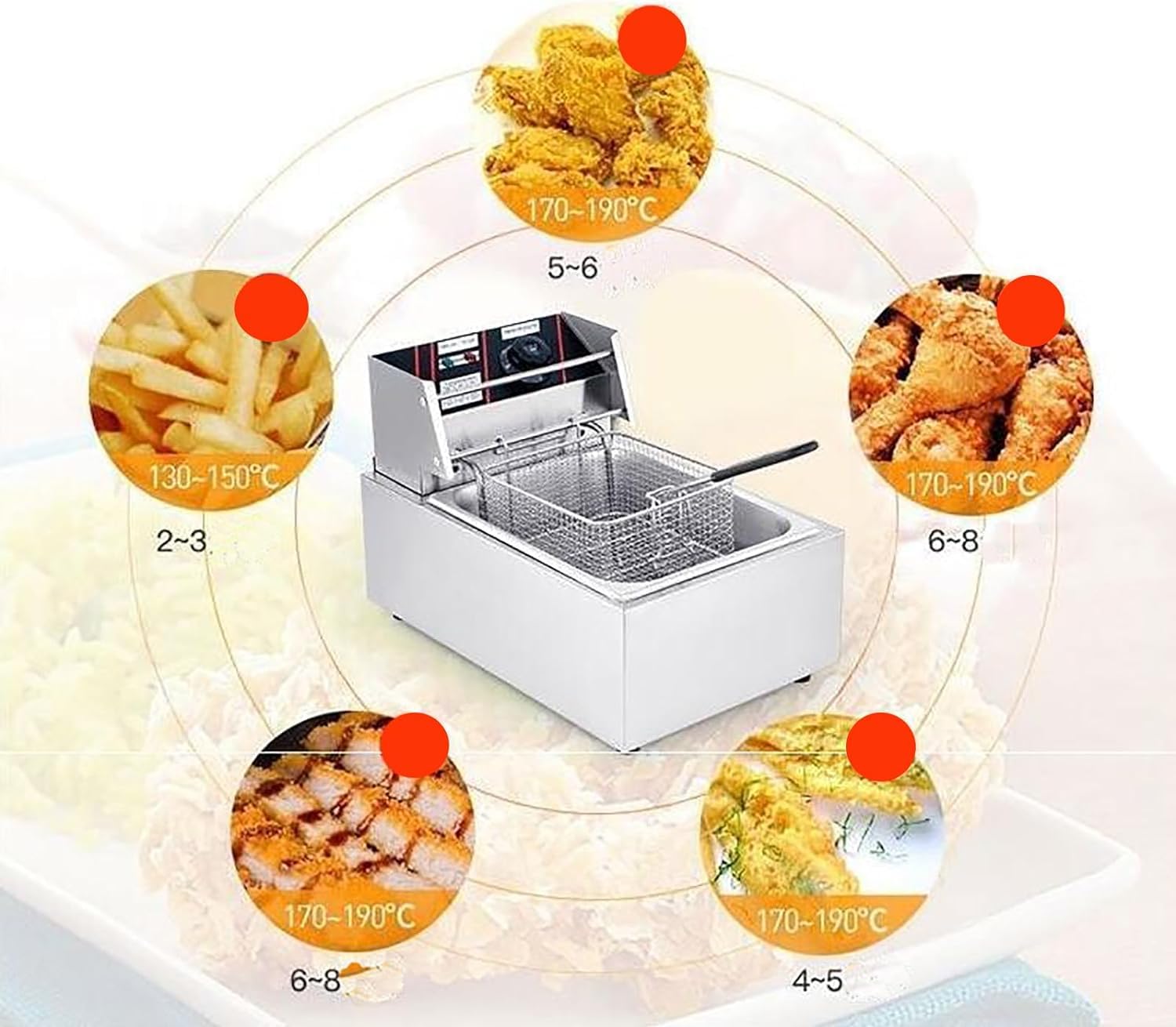 Friggitrice commerciale, friggitrice elettrica da banco per uso commerciale e domestico, friggitrice elettrica con cestello e coperchio per cucina domestica e ristorante Capacità 10L/10,5QT Friggitr