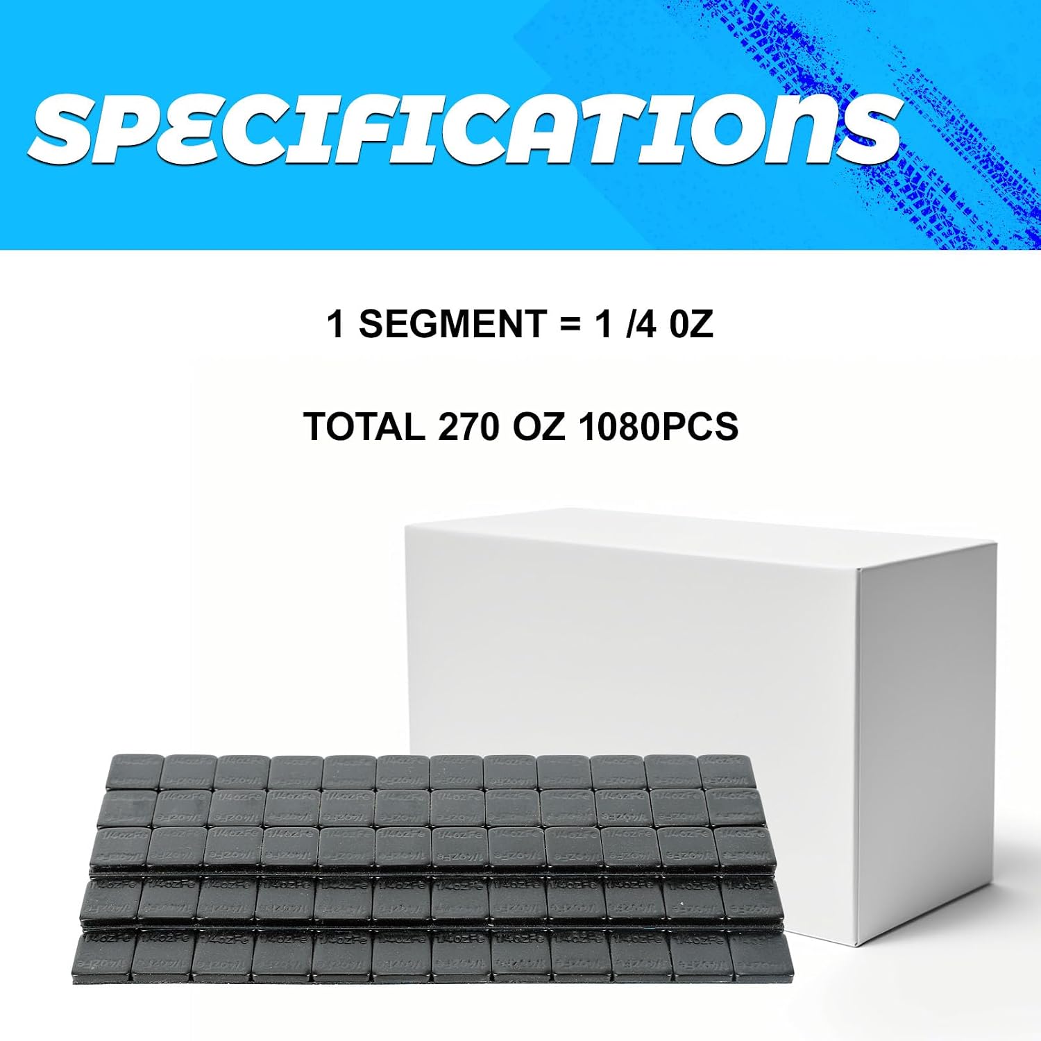 1080 Pcs 0.25oz Total 270oz Black Adhesive Stick on Wheel Weights, Easy to Peel Tire Balance Weights for Automobiles, Trucks, SUVs & Motorcycles, Low Profile, OEM Quality