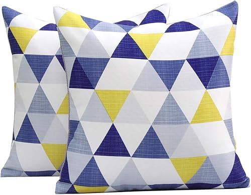 Jral Home - Juego de 2 fundas de almohada, decorativas y coloridas fundas de cojín triangulares suaves para sofá cama, 20 x 20 pulgadas