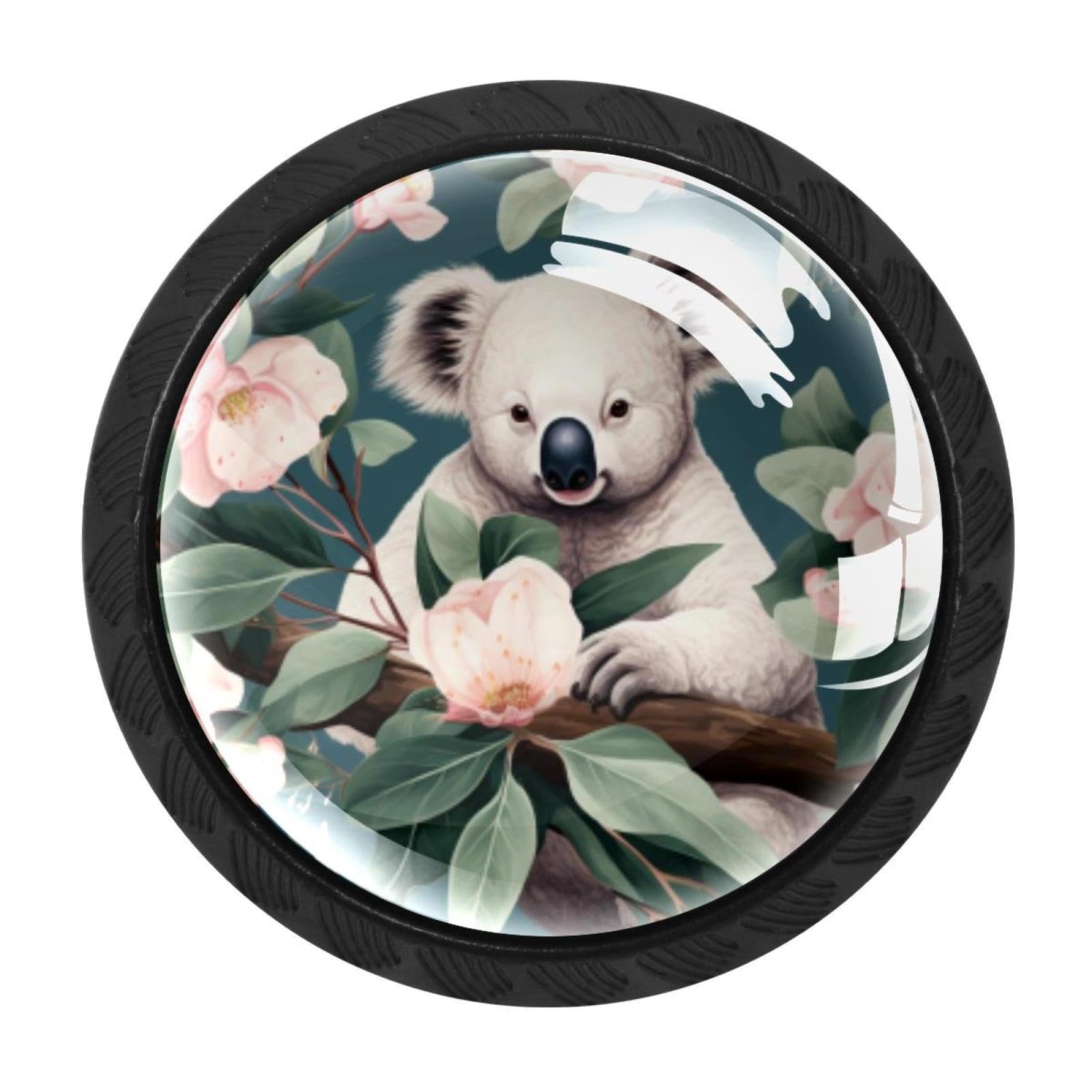 CHENZZZZ Koala Drawer Knobs Pull Handle Crystal Glass Circle Shape Cabinet Drawer Pulls Cupboard Knobs with Screws for Kitchen Cupboard Dresser Wardrobe etc