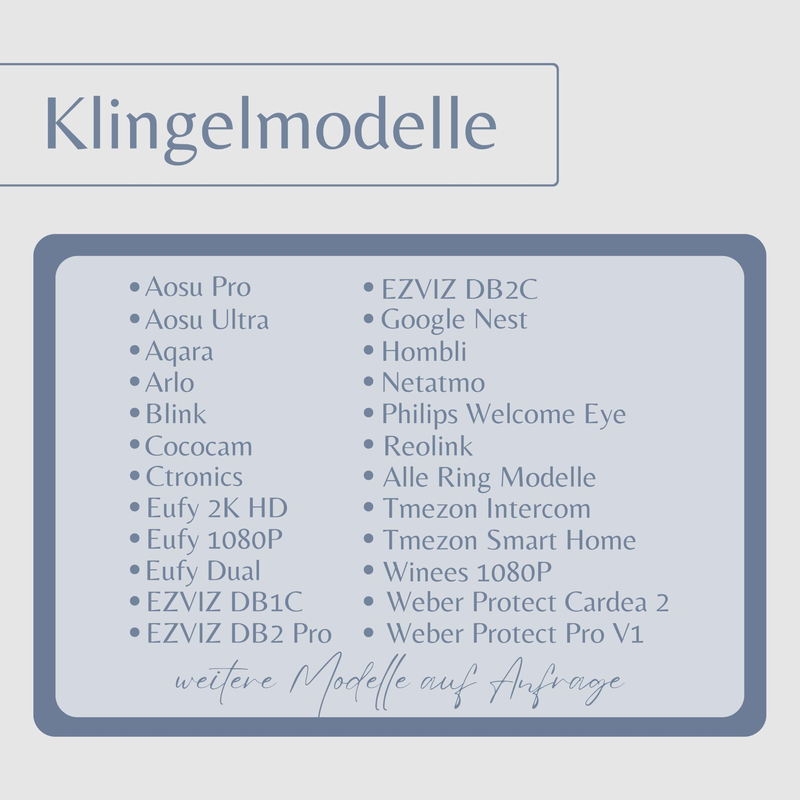 Hochwertiges Klingelschild für Eufy Dual S330 Video Türklingel - personalisiertes Namensschild aus Edelstahl mit Gravur | hochwertiges Funkklingel Zubehör