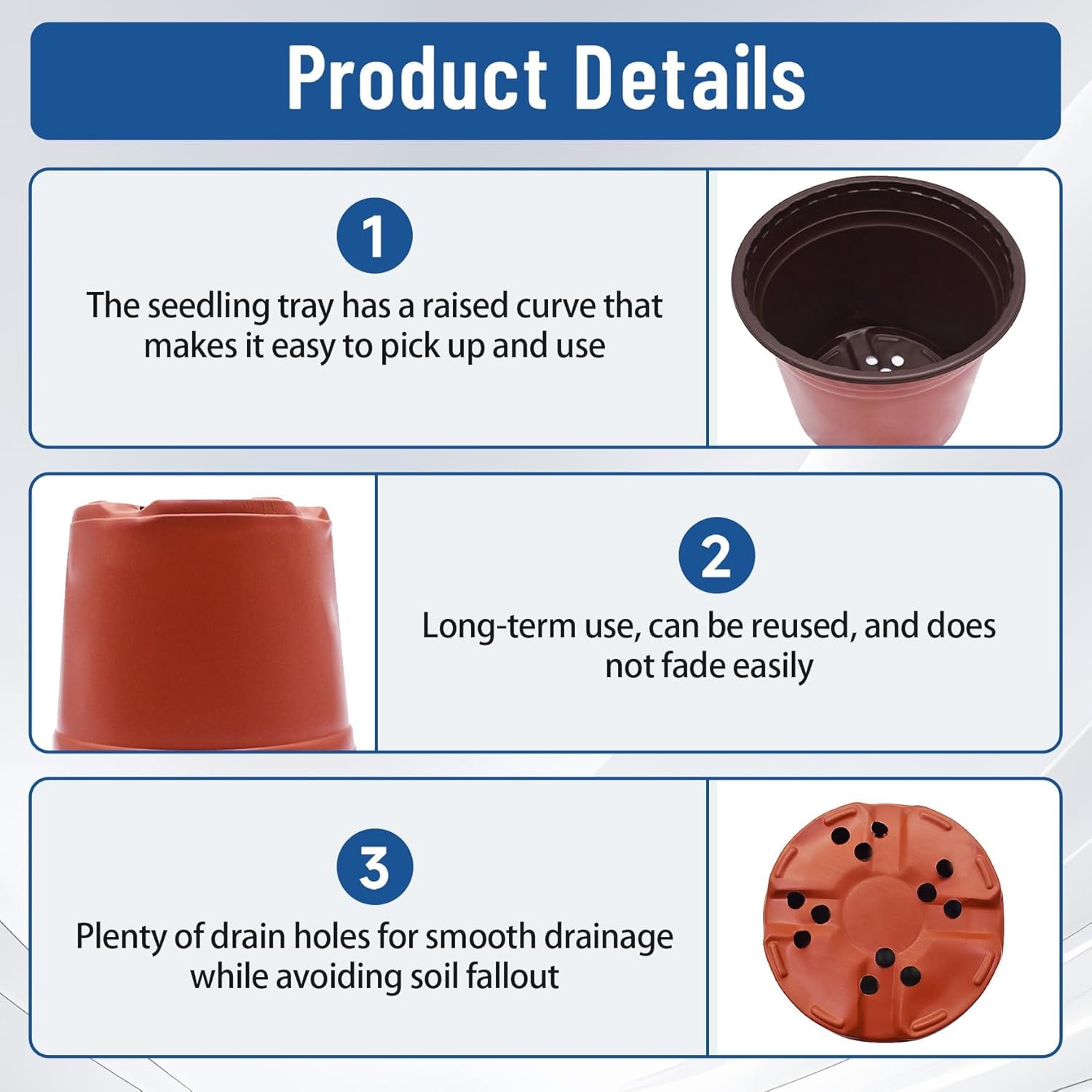 WFLNHB 100 Pack 8 Inch Nursery Pots Plastic Plant Pots Flexible Seedling Pot for Indoor and Outdoor Use