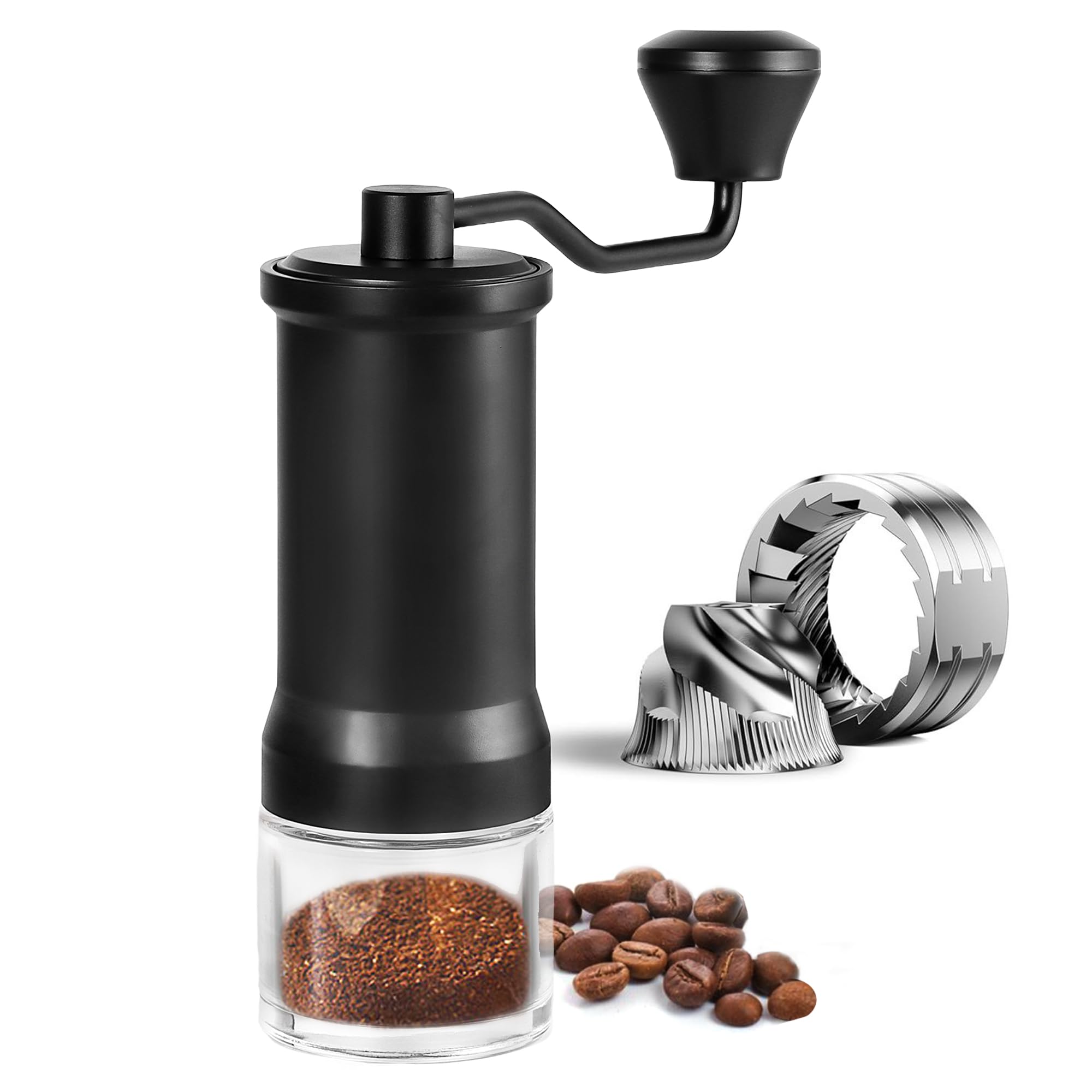 Molinillo de café manual – Molinillo cónico ajustable para espresso, prensa francesa, vertido, manivela portátil, acero inoxidable, viajes y camping