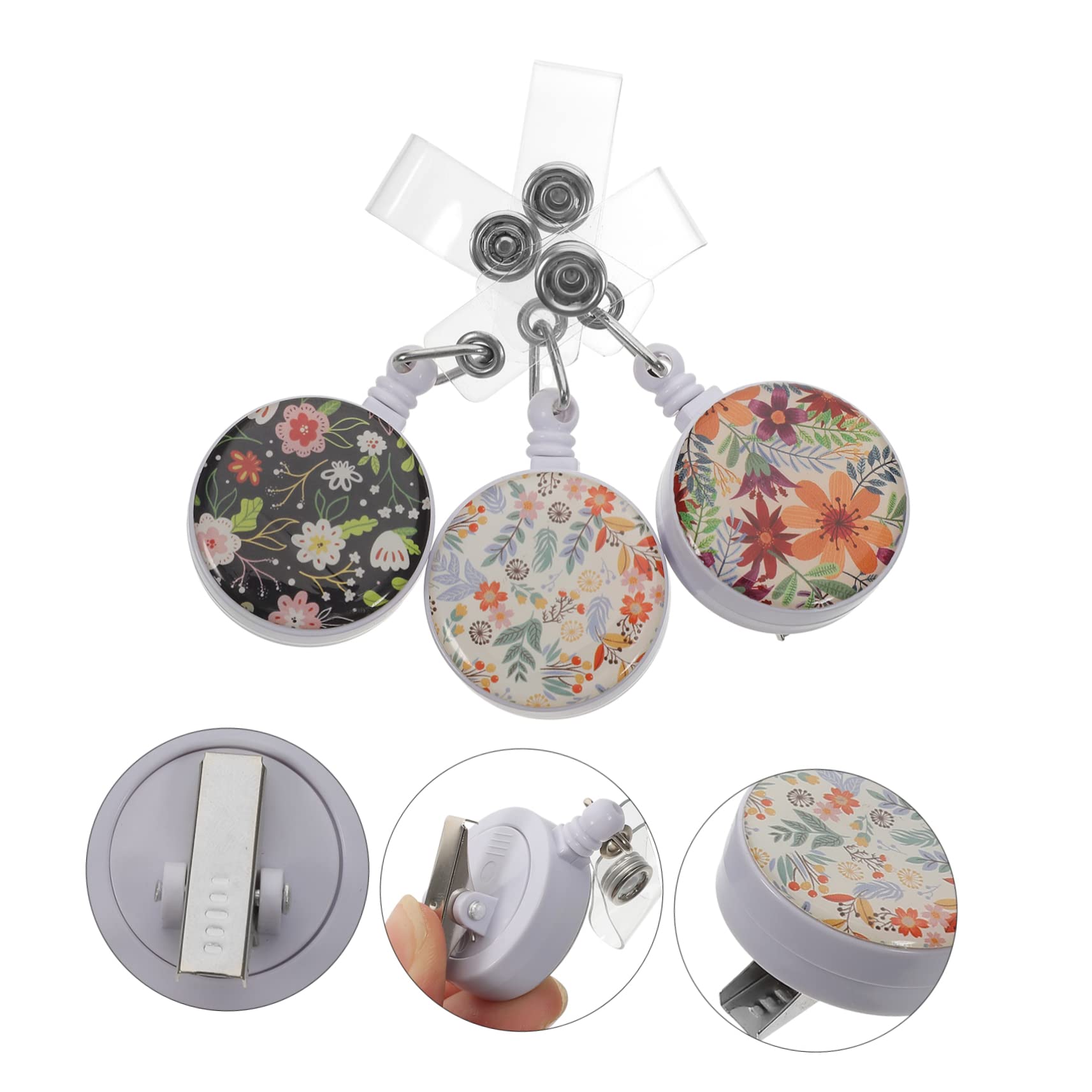 Uonlytech 5 Set Fibbia A Fiore Facile Da Tirare Clip Portabadge Porta Badge in Plastica Leggera Portabadge Per Cappotti Porta Badge Portatile Clip Circolare Per Badge Addominali 3 Pezzi * 5