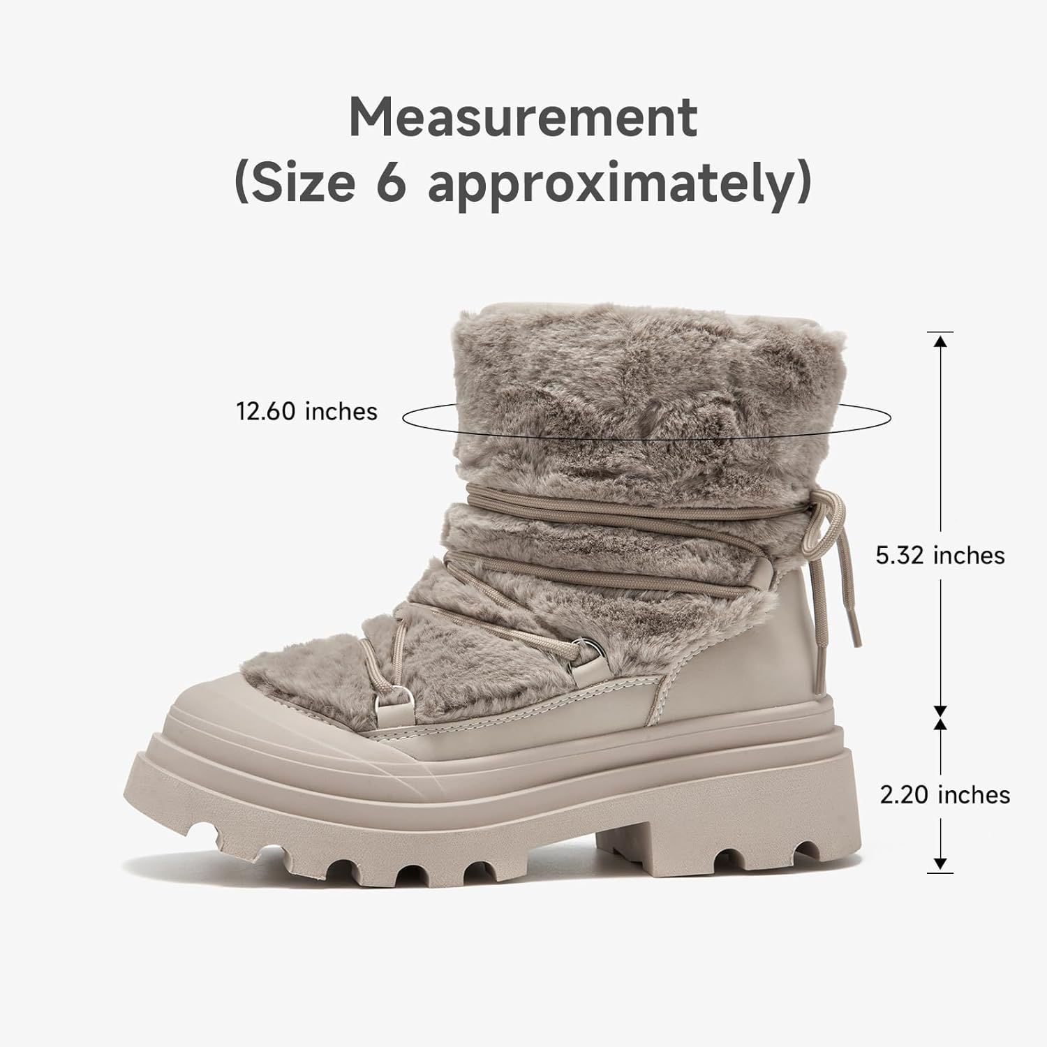 BEAU TODAY Womens Winter Fur Boots, Warm Ankle Booties for Women Winter Shoes, Chunky Platform Non-slip Boots Shoes