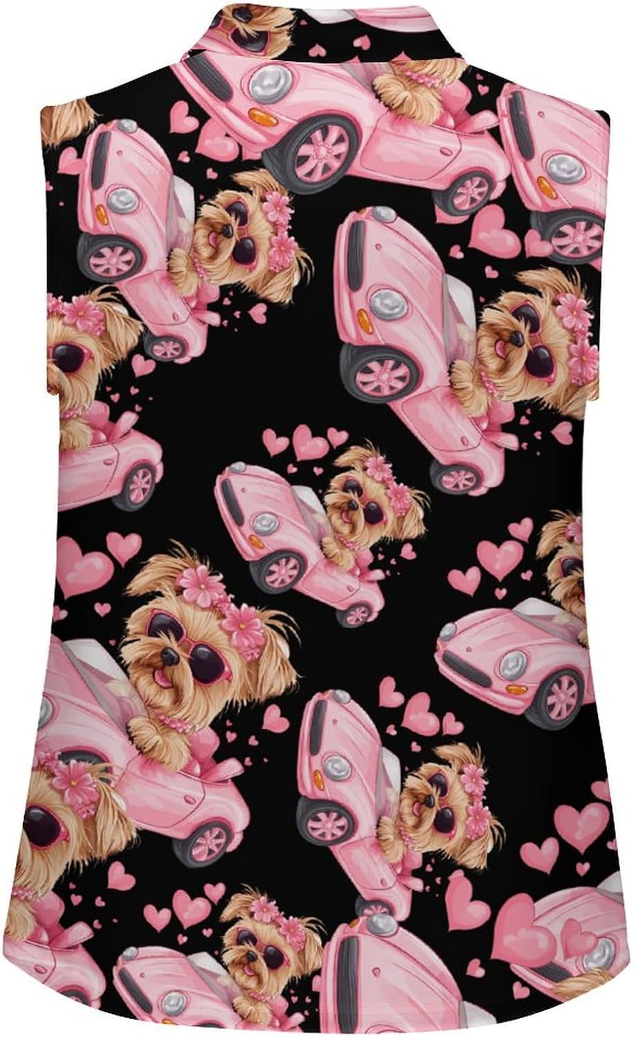 Yorkshire Terrier Sports Car Womens Golf Shirts Print Polo Shirt Sleeveless Tank Top Casual Work Blouses