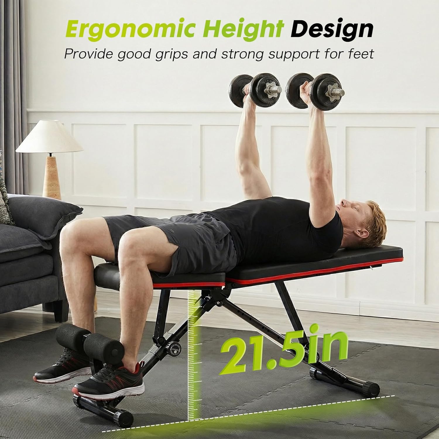 OLIXIS Adjustable Weight Bench for Full Body Strength Training, Foldable Workout Bench with Incline Flat Positions, 795 lbs Capacity Dumbbell Bench for Home Gym, Sit Up, Press, and Ab Exercises