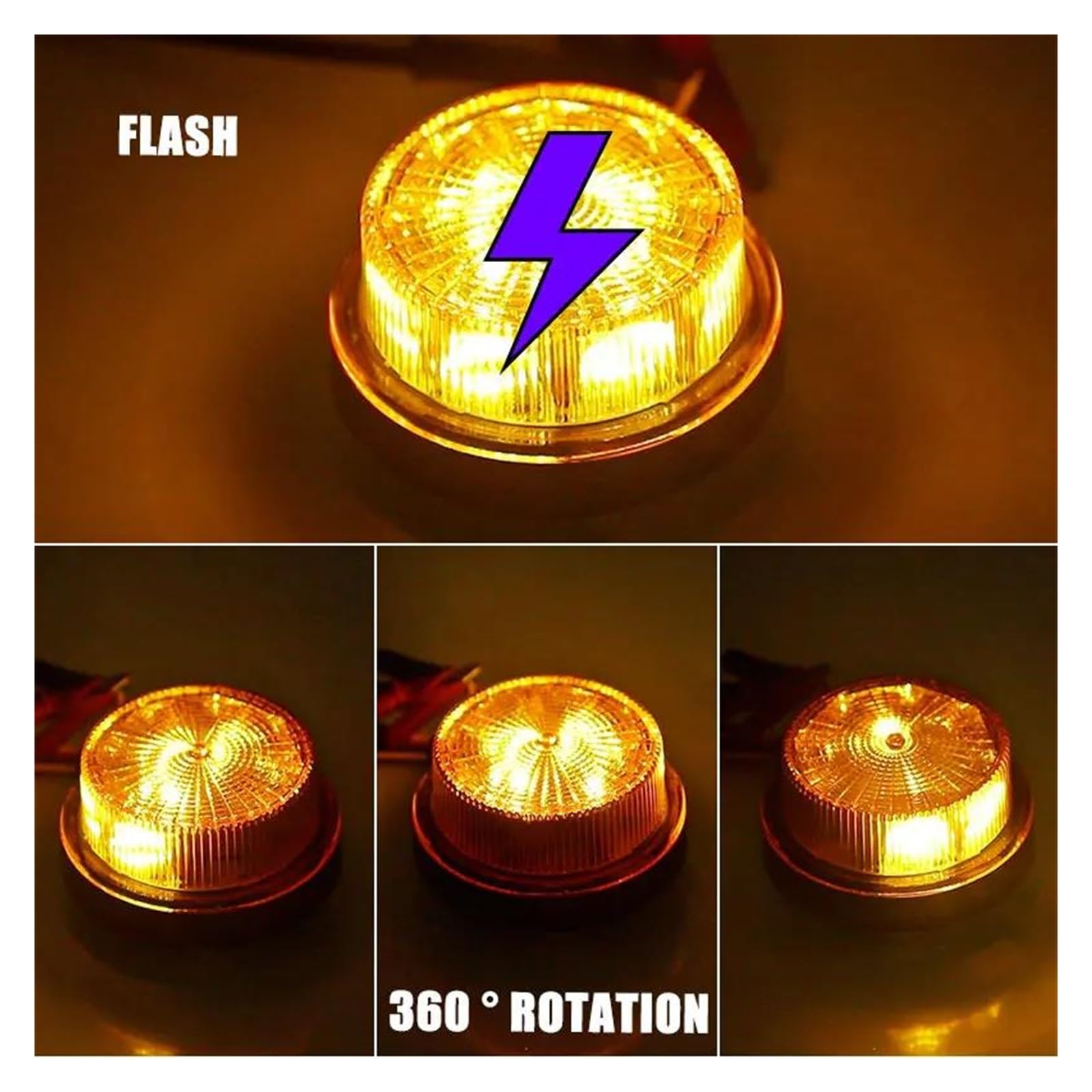 Genérico Indicador Intermitente Luz Advertencia Giratoria LED Lámpara Alarma Emergencia Estroboscópica Intermitente Señal Techo Coche Baliza Para Camión 2 Modos 12V 24V Indicador Lateral(4pcs)
