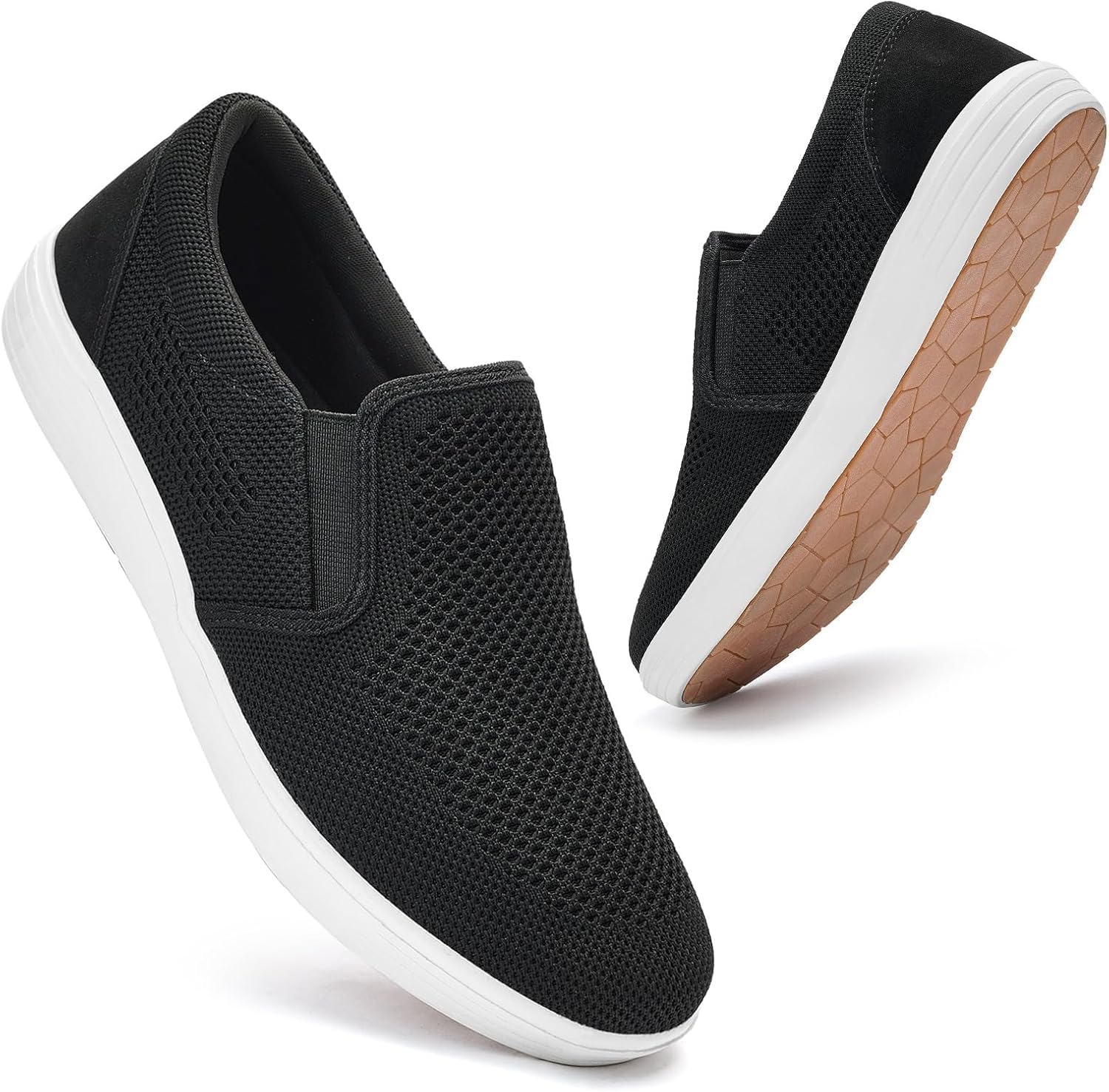 Puxowe Mocassins Slip-on pour Hommes Baskets en Maille Respirantes et Confortables Chaussures de Marche Légères et Décontractées