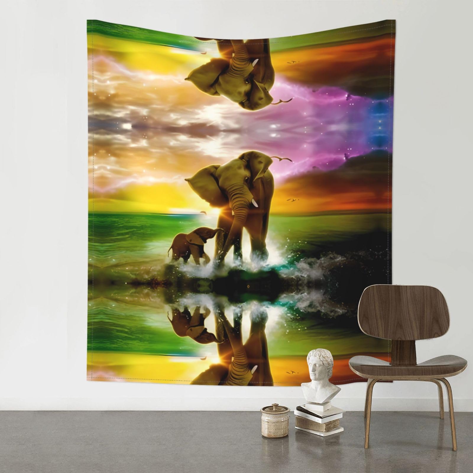 HJFCZH Africa Elephant Prints Wall Tapestry 60x51in – Artistic Home Decor Throw Blanket for Bedroom, Dorm, Beach & Picnic