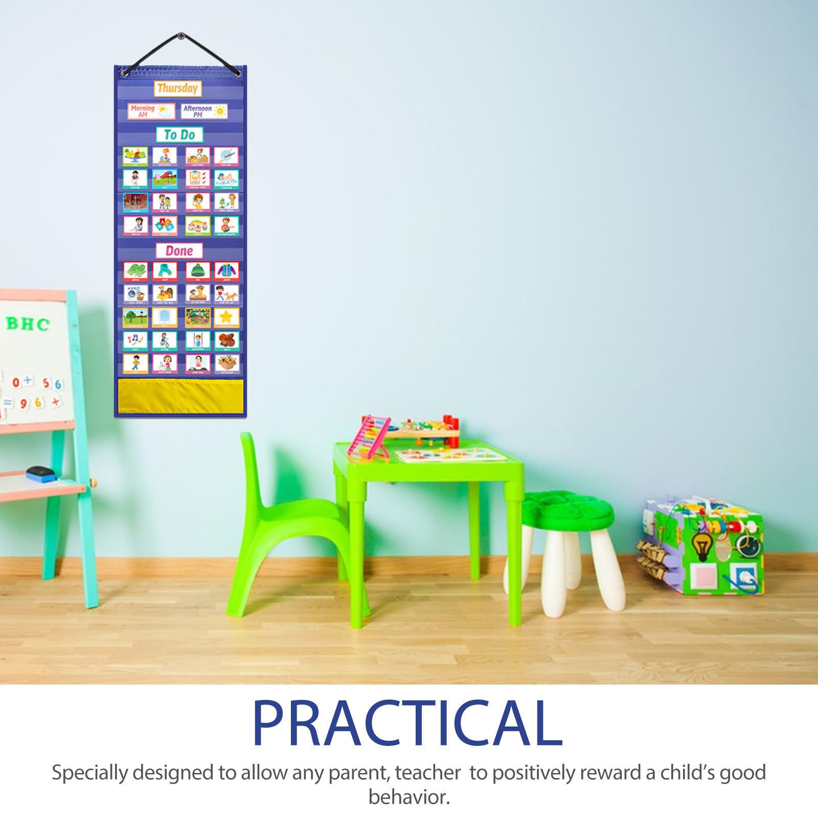 Toyvian Horario Visual, Tablero de Rutinas Casa y Escuela, Azul