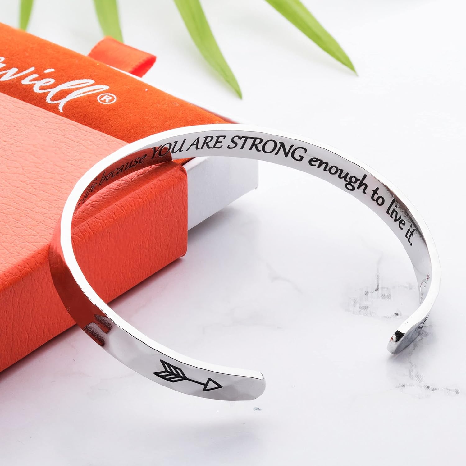 Carviell Engraved Cuff Bracelets for Women – Inspirational, Friendship, Love, Mom, Daughter, Sister, Christian, Graduation, Memorial & Wedding Gifts – 80+ Phrases – Stainless Steel, Gift-Ready - Image 3