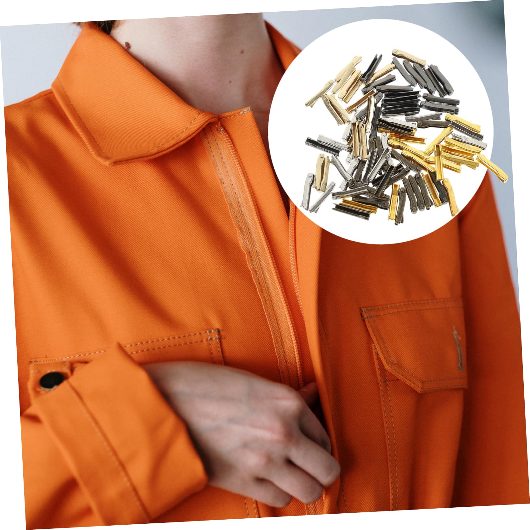 Lurrose 250pares Kit Tapones Para Cremalleras Repuestos Para Reparación De Cremalleras Accesorios De Costura Para Ropa y Bolsas Incluye Tapones Dorados