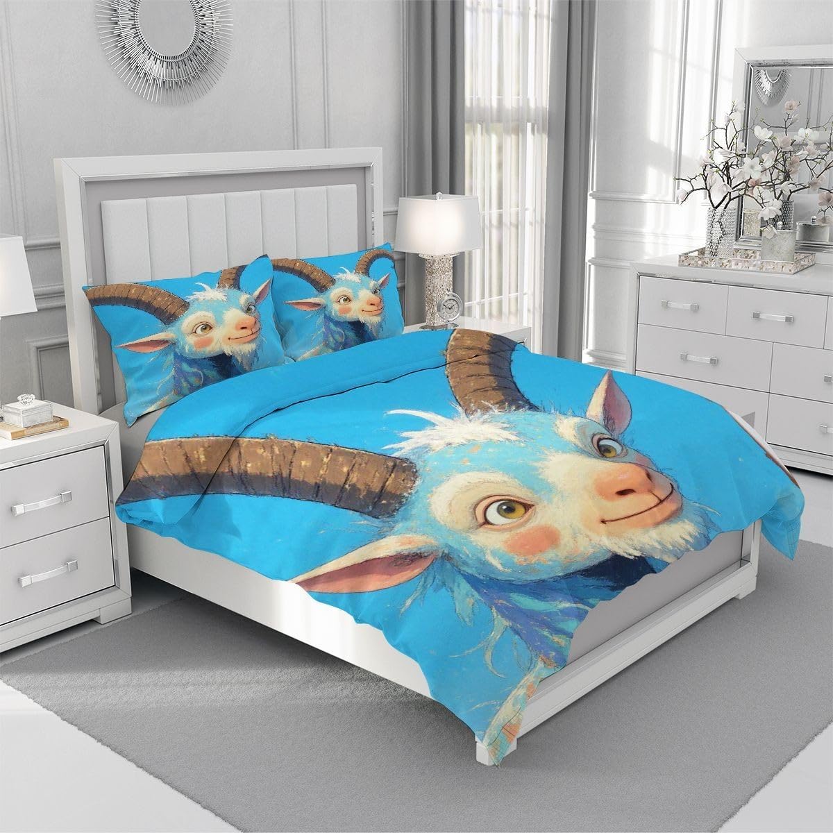 Set di Copripiumino Matrimoniale 240x260 cm Capra Blu A5790