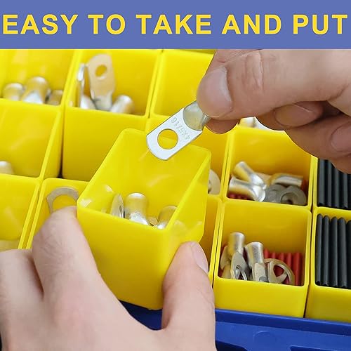 Miniatura 5 de haisstronica Kit de 220 terminales de alambre de cobre estañado, 110 piezas AWG 8 6 4 2 1 conectores de terminal de anillo de cable de batería