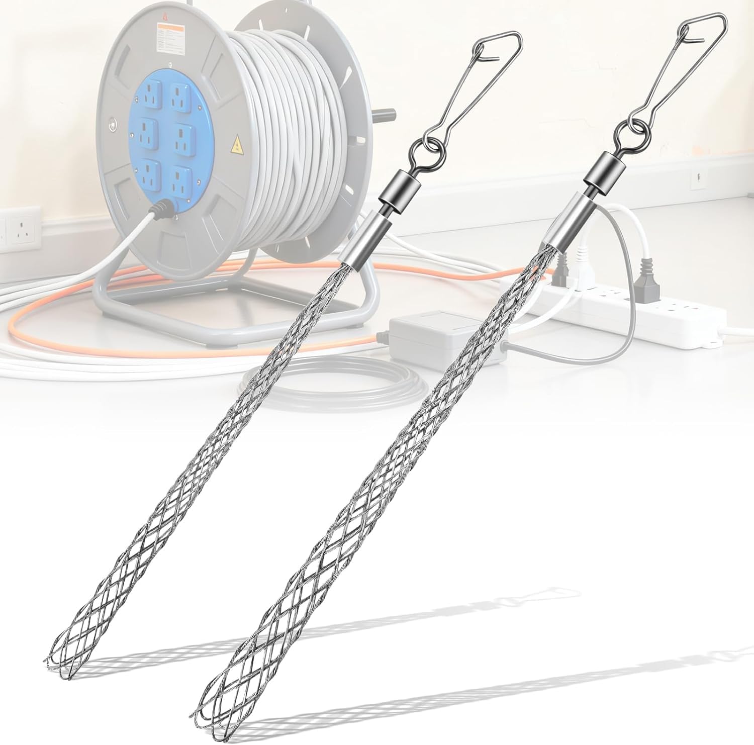 2 Pack Wire Pulling Grip, 1/2" & 3/4" Galvanized Steel Cable Pulling Socks