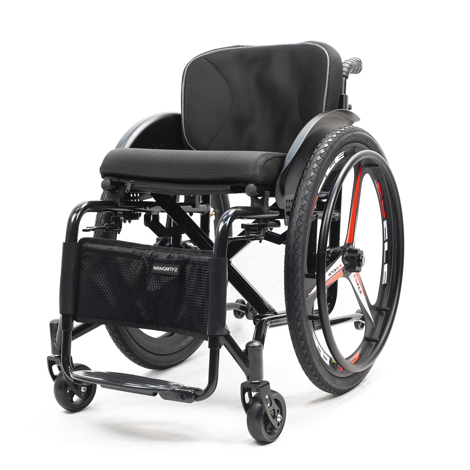 Sedia a Rotelle Sport All'Aria Aperta, Sedia a rotelle pieghevole Super-leggera da transito in alluminio,Carrozzina disabili ad autospinta con freno a mano,carico 100 kg(Seat width 40cm/15.7in,Black)