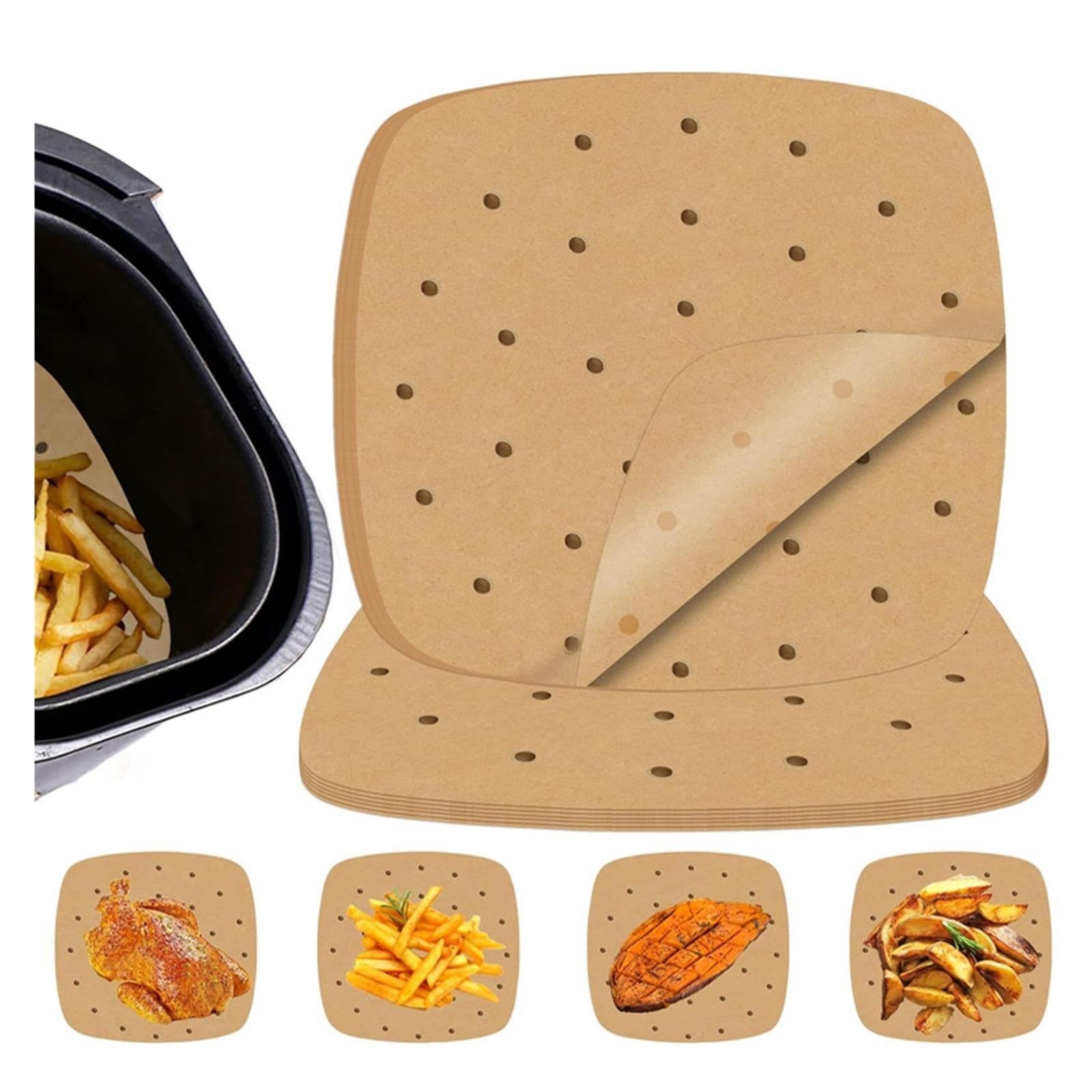 Hojas Papel Air Fryer 50/100/200 Desechables Antiadherentes para Cocinar