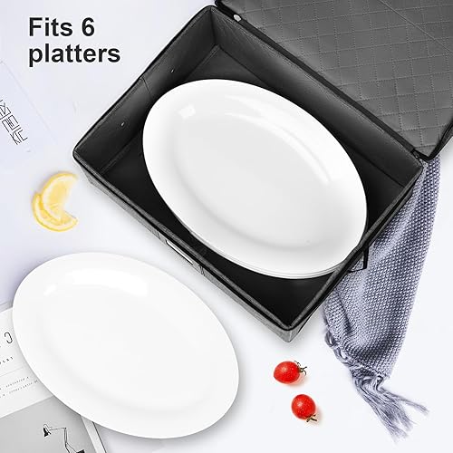 Miniatura 2 de Gowee Contenedores de almacenamiento de China, carcasa dura, estuche de almacenamiento de platos de 17 x 13 x 6 pulgadas para almacenamiento y