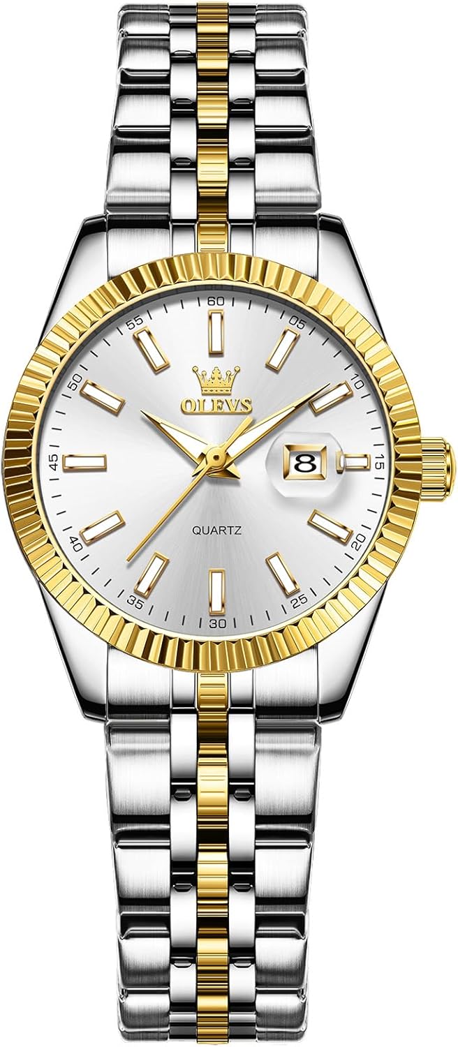Women's Casual Stainless Steel Watch, Small Wrist Simple Watch for Women, Elegant Diamond Roman Numerals Ladies Dress Watch
