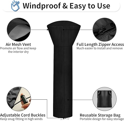 Miniatura 5 de OutdoorLines Fundas impermeables para calentador de patio al aire libre con cremallera y bolsa de almacenamiento, a prueba de polvo, resistente a