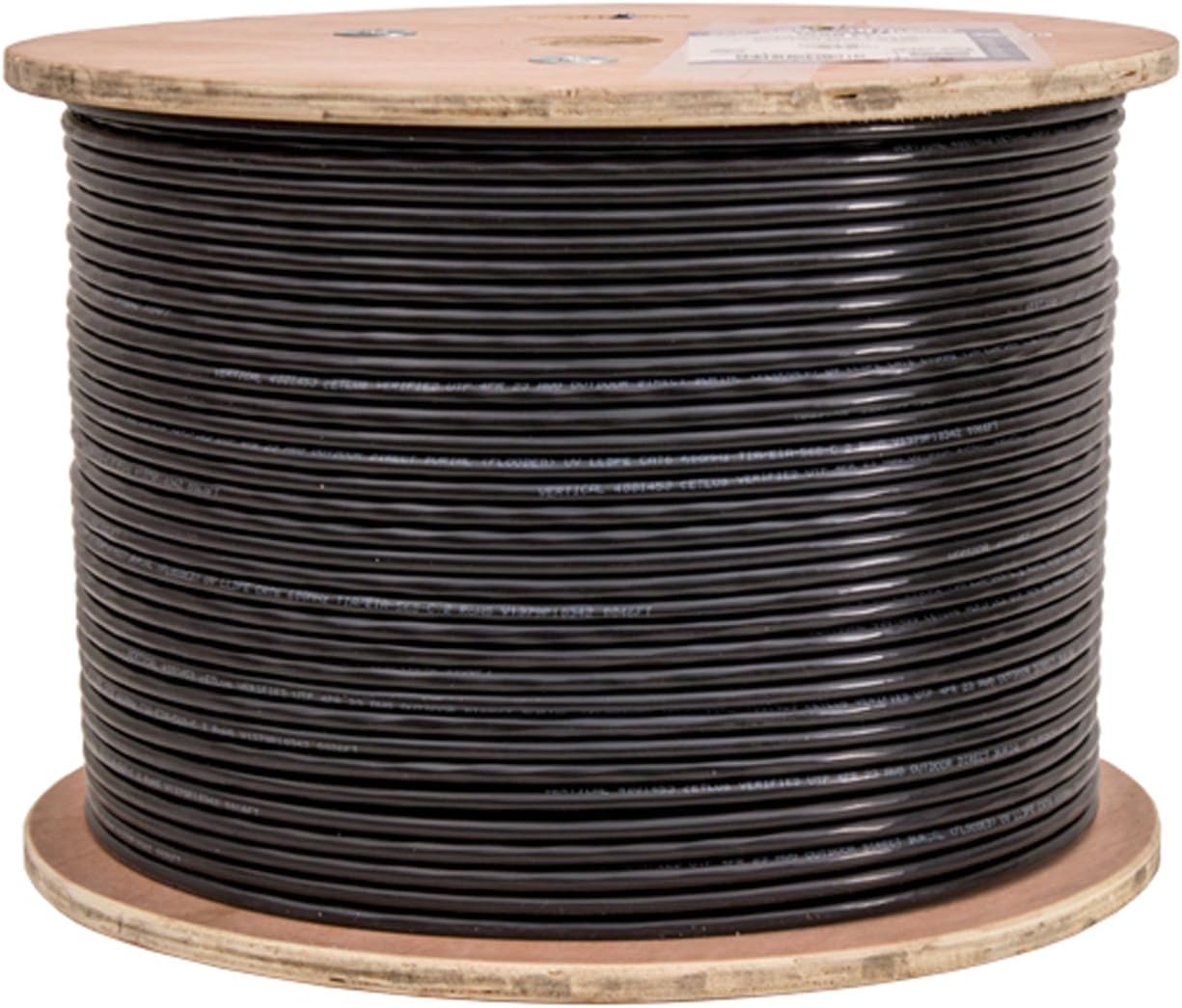 Vertical Cable Cat6, UTP, Gel Filled (Flooded Core), Direct Burial, 1000ft, Black, Bulk Ethernet Cable