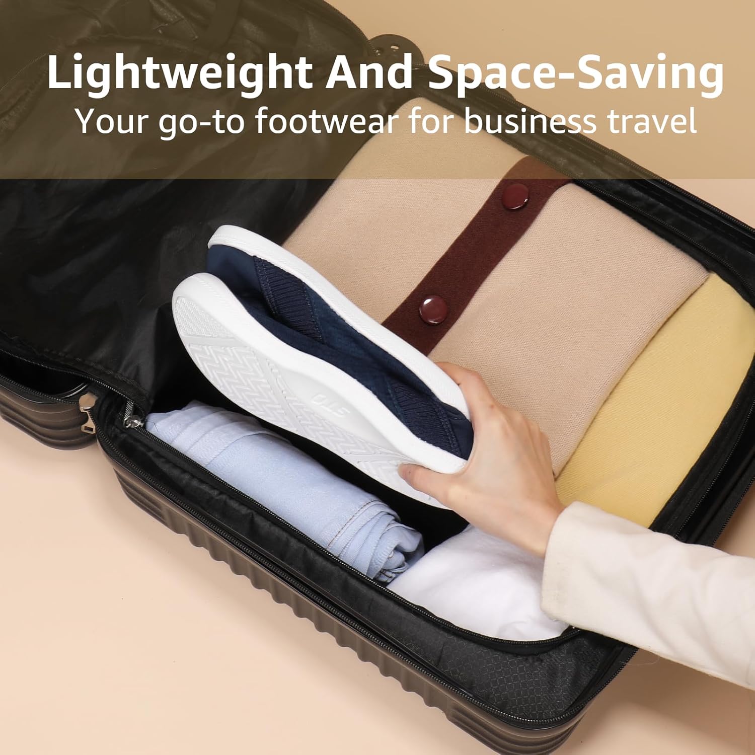 STQ House Slippers for Women with Indoor Slip on Bedroom Slipper Cozy Warm Home Travel Fluffy Shoes Navy 8 US - Image 6