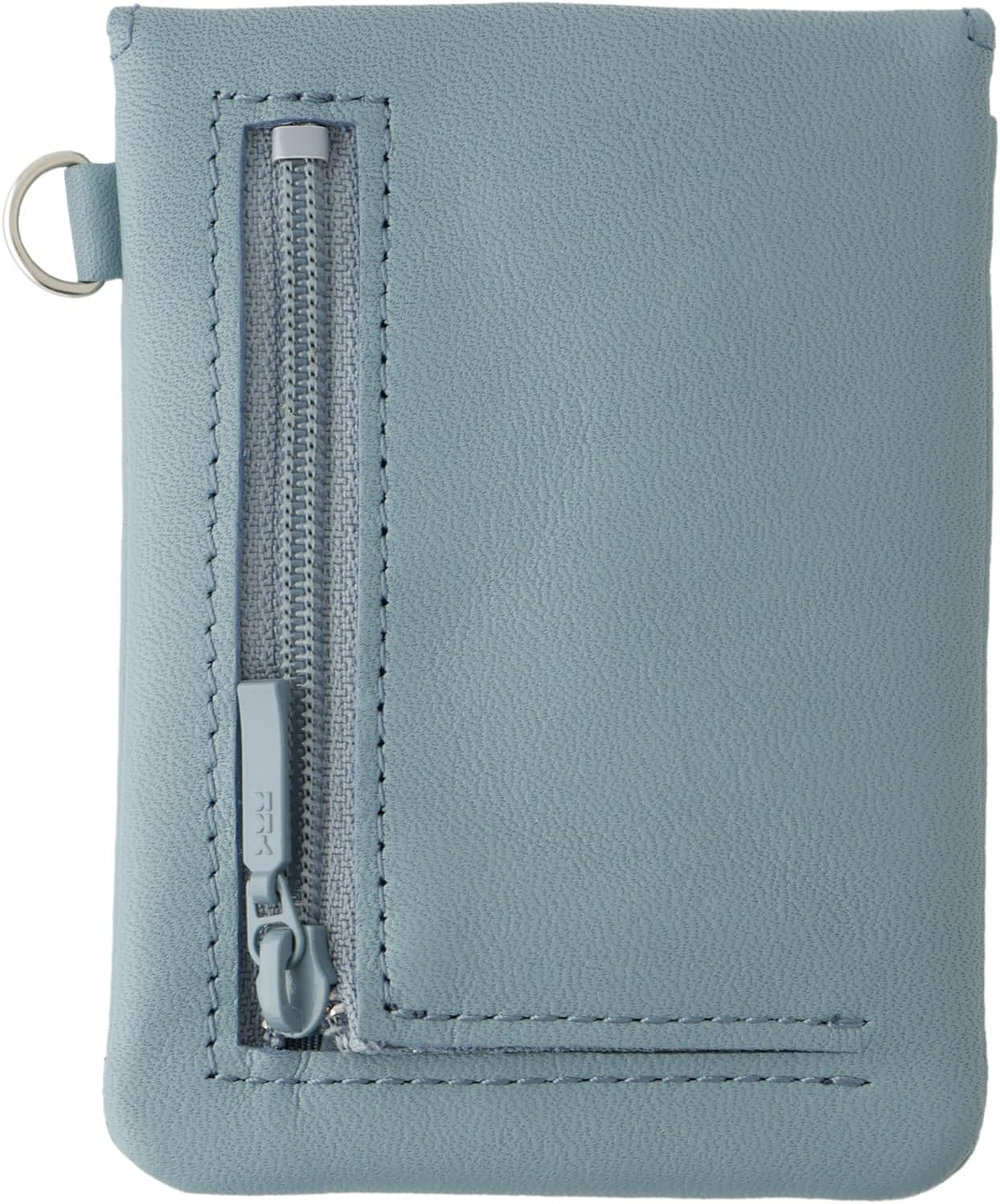 SLIP-ON Noir Key Coin Passcase Greish Blue C-NSL-3402 Genuine Leather Key Case Pass Case Coin Purse