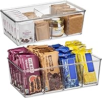 ClearSpace Pantry Organizers with Removable Dividers & Lids - 2 Pack Clear Storage Bins for Kitchen, Fridge, Cabinet & Pantry Organization