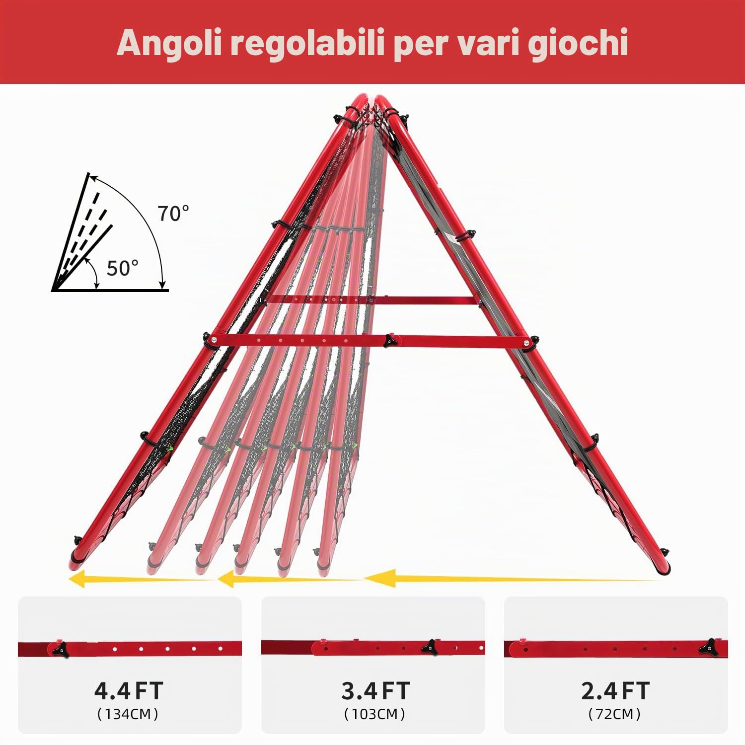 BAGAIL Rete Rebounder Doppio Lato, Pali Dipinti Rinforzati, Angoli Regolabili, Struttura Foderabile, Rete Rebound con Target per Allenamento Abilità, Obiettivi Calcio Portatili per Giardino