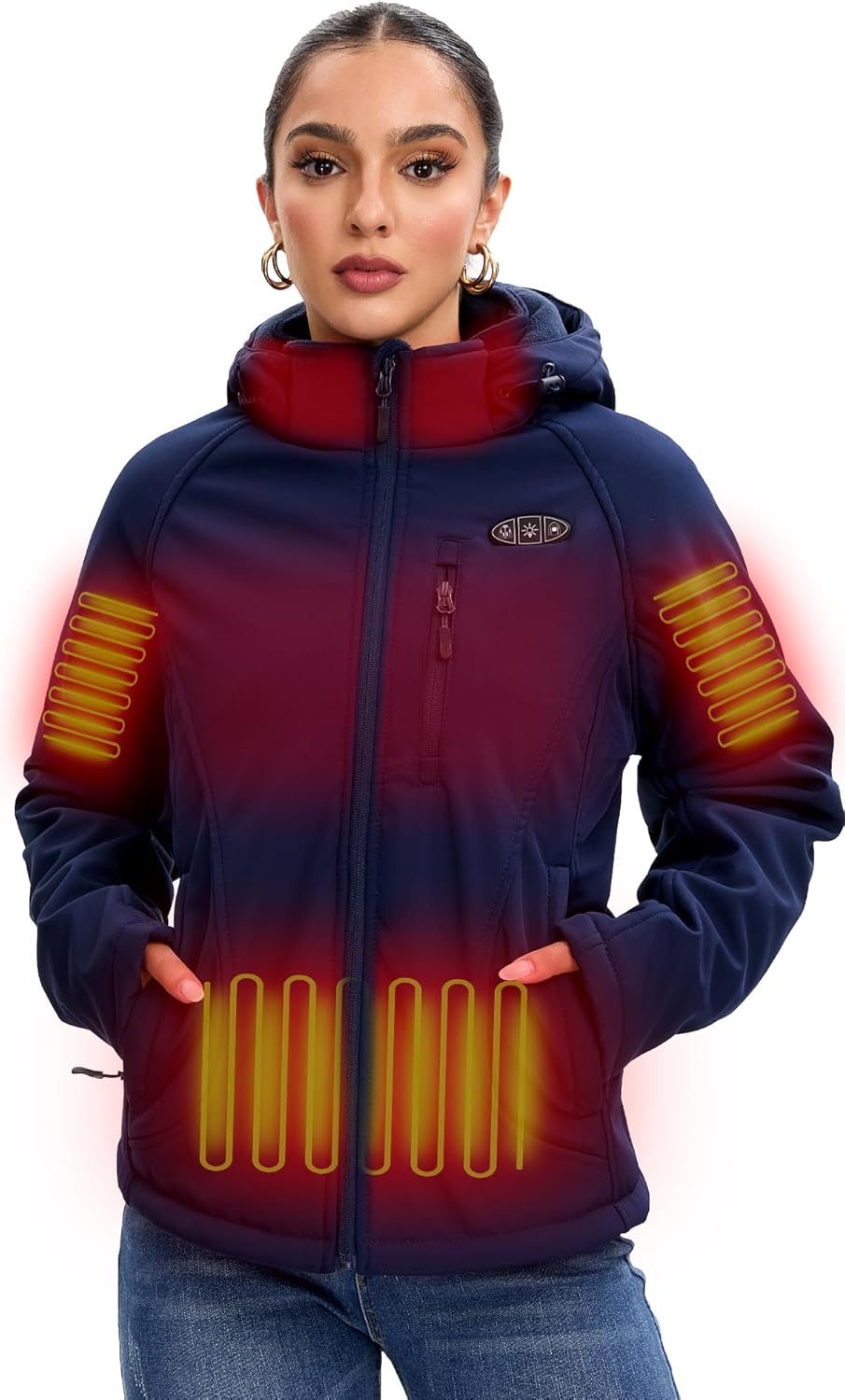 Heated Jackets for Women with Battery Pack Included, Softshell Womens Heated Jacket with Adjustable&Detachable Hood