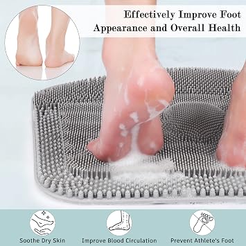 FREATECH Silicone Foot Scrubber Mat and Shampoo Brush Bundle