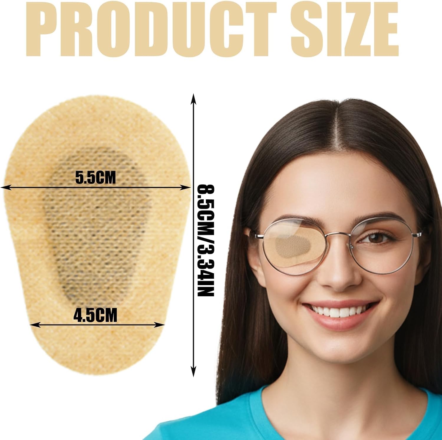 40Pcs Adhesive Eye Patches for Adults Breathable Eye Covers for Light Blocking Soft Non-Woven Fabric, Individually Wrapped for Travel Naps and Comfortable Night Sleep (Khaki)