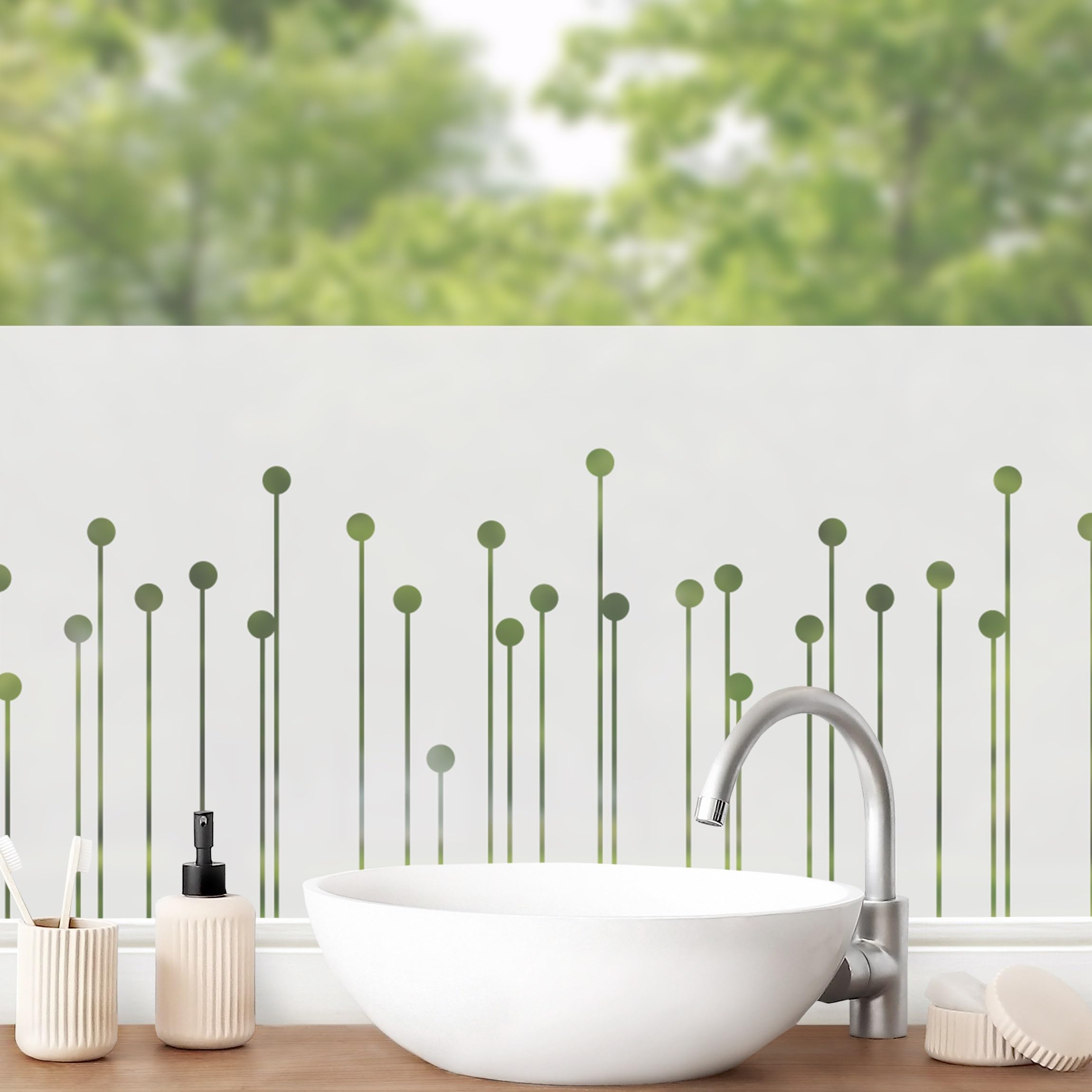Fensterfolie statisch haftend Blumen Sichtschutz Milchglas - Made in Germany - Motiv Abstrakt Blickdicht Scheibe Innen Schlafzimmer Wohnzimmer Küche Glas 1677 (100x100cm)