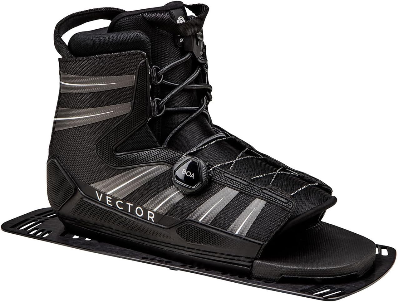 Radar Vector Boa Waterski Boot - Black/Carbon/White - STD - Rear Aluminum Plate