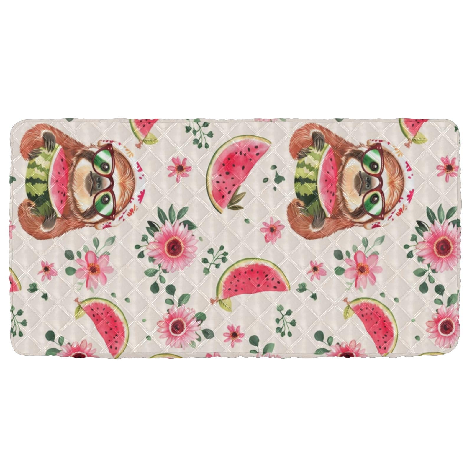 Portable Toddler Bed Sheet for Kids Sloth Pink Flower Watermelon Travel Bed Fitted Sheet