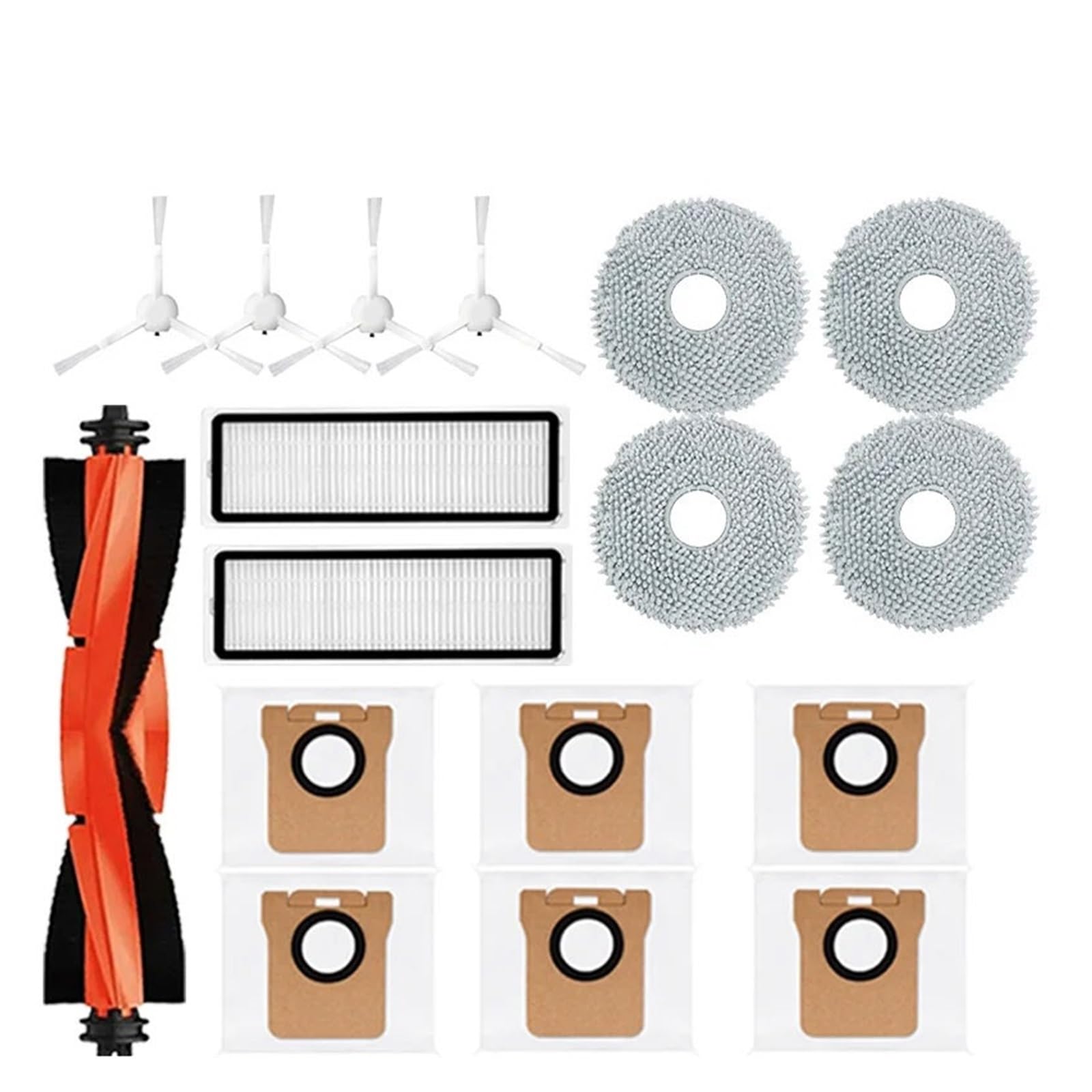 PAZRSASX Compatible with Xiaomi Robot Vacuum X20 + / X20 Plus Parts Accessories Main Side Brush Hepa Filter Mop Cloth Dust Bag Replacement(17PCS)