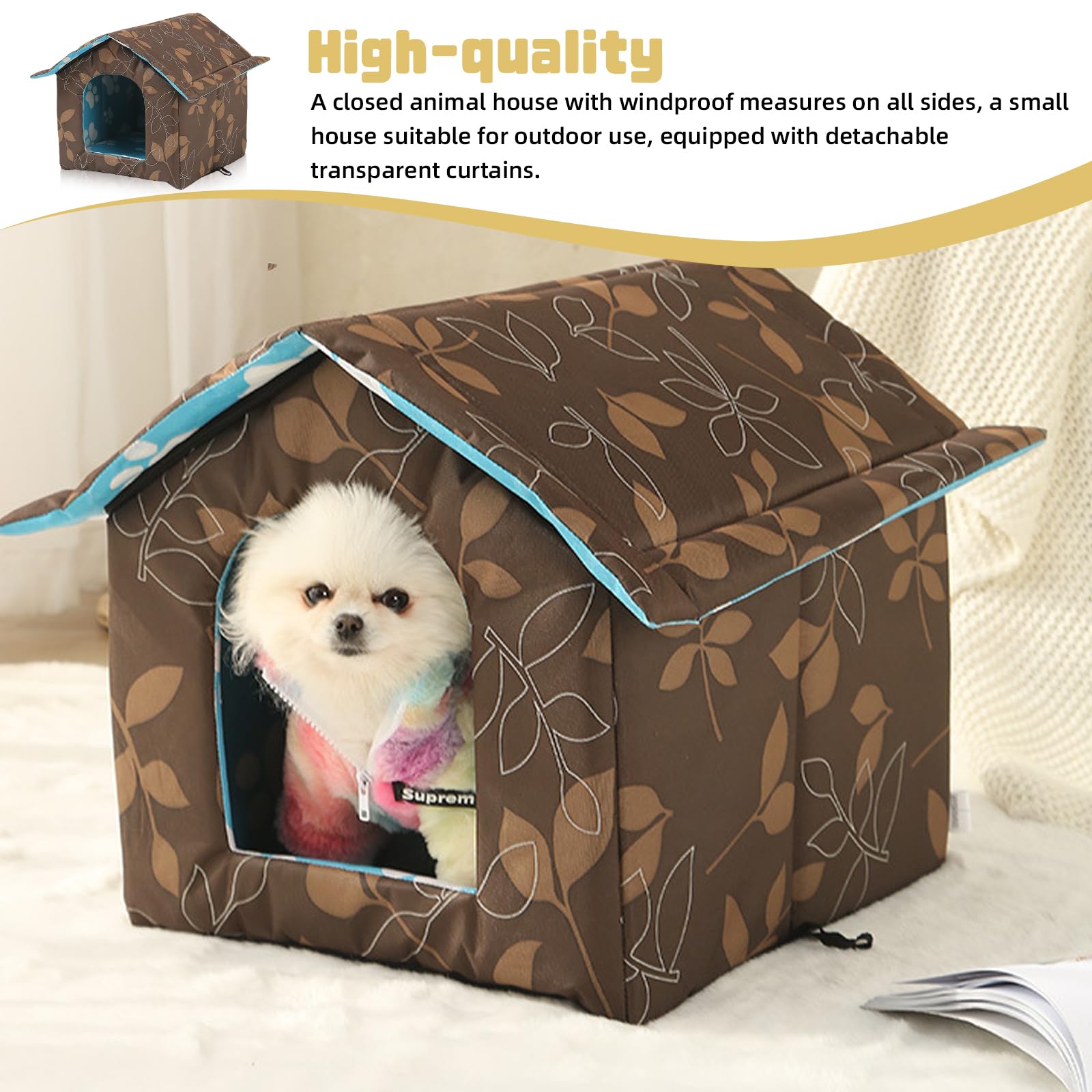 Maison Pour Chat Pour L'extérieur, 40 X 20 X 10 Cm, Résistante à L'hiver, Imperméable, Résistante Aux Intempéries, Avec Coussin En Peluche Amovible, Chaude Et Coupe-vent, Pour Chats Et Petits Animaux