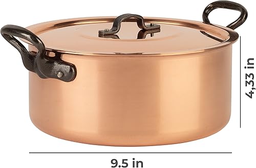 Miniatura 7 de Cuisine Romefort  olla de cobre estañado con asas y tapa de hierro fundido  olla tradicional de cobre macizo  olla de Francia ideal para sopas y