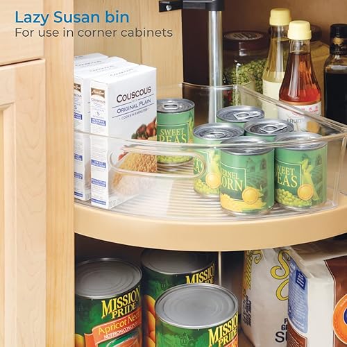 Miniatura 3 de iDesign Tocadiscos Lazy Susan de plástico reciclado, 16.5 pulgadas, cuña de 14, almacenamiento de despensa, transparente, paquete de 2
