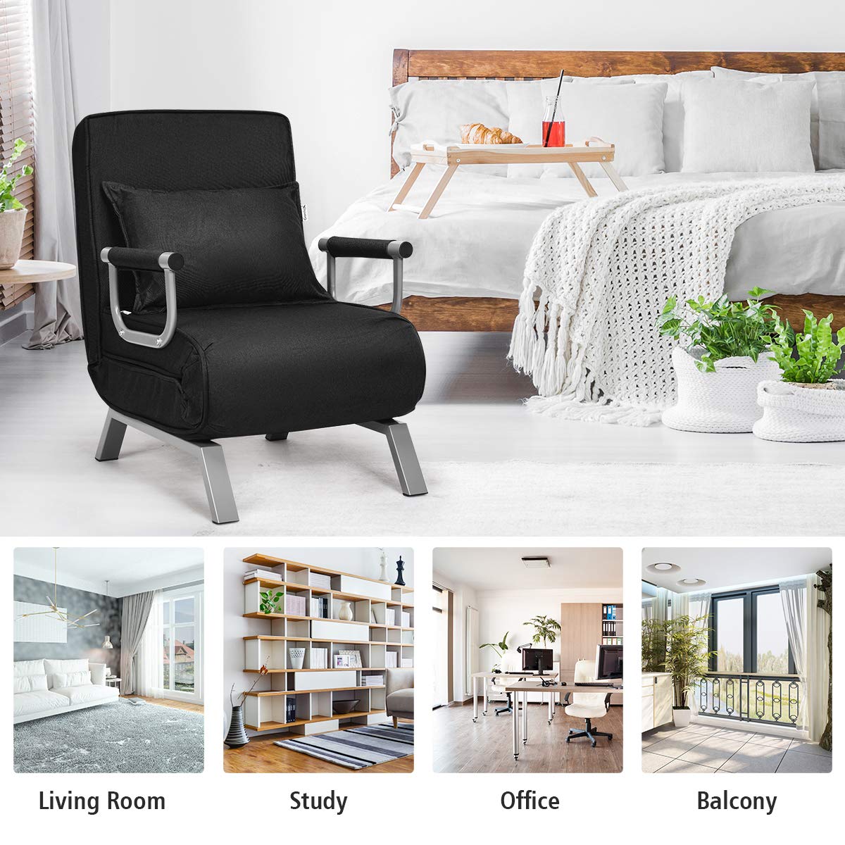 Giantex Convertible Sofa Bed Sleeper Chair, 5 Position Adjustable