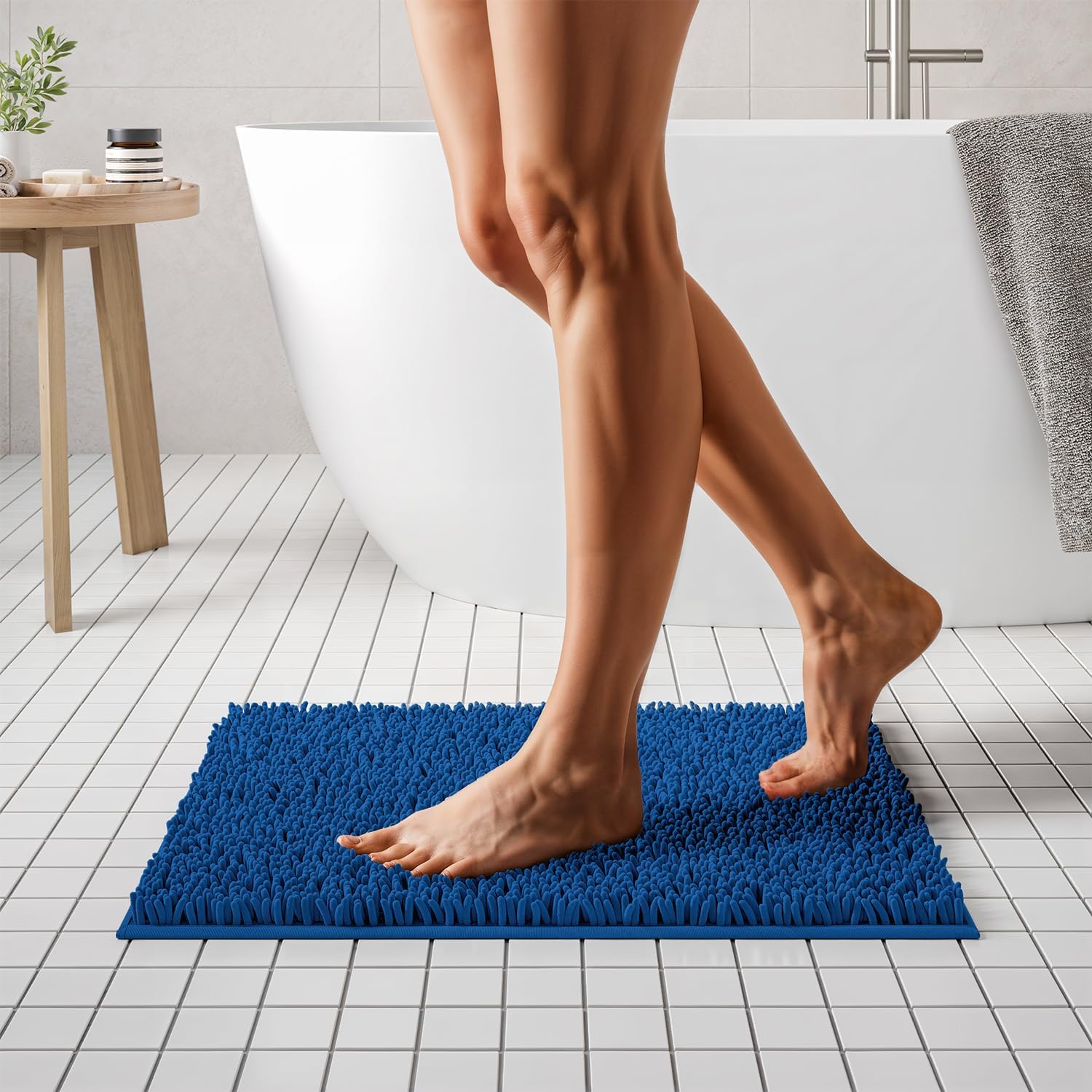 MAYSHINE Bathroom Rug 23x14, Soft Plush Chenille Bath Mat, PVC Non Slip Backing