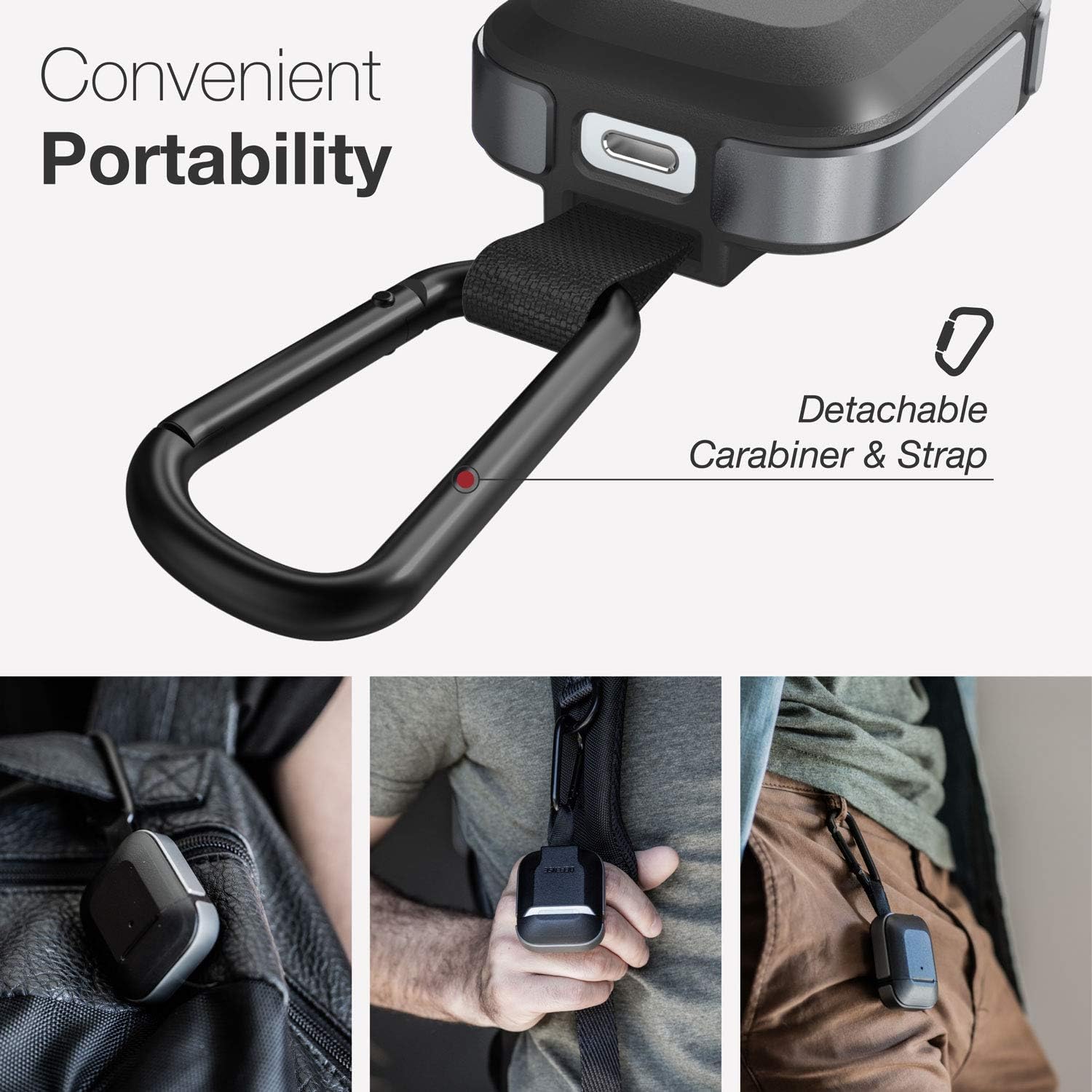 X-Doria Raptic Trek, Apple AirPods 1 & 2 Case (Formerly Trek) - Anodized Aluminum, TPU, and Polycarbonate Protective Case for Apple AirPods 1 & 2, (Black)