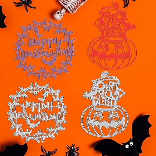 Miniatura 9 de Troqueles de metal para Halloween, diseño de fantasma, diseño de calabaza, diseño de árbol de murciélagos, plantillas de grabado de Halloween,