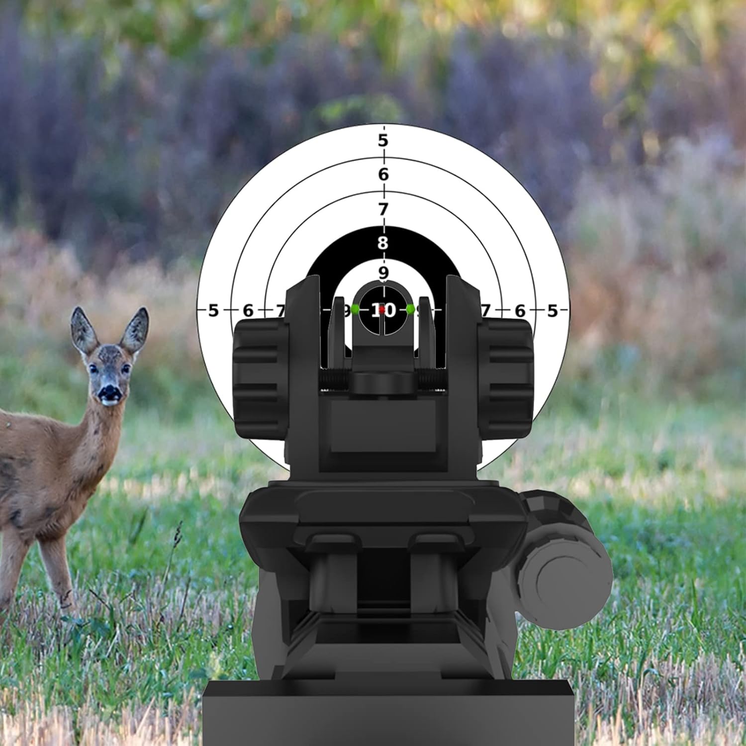 AWOTAC Polymer Black Fiber Optics Iron Sights Flip-up Front and Rear Sights with Red and Green Dots Fit Picatinny Weaver Rails : Sports & Outdoors